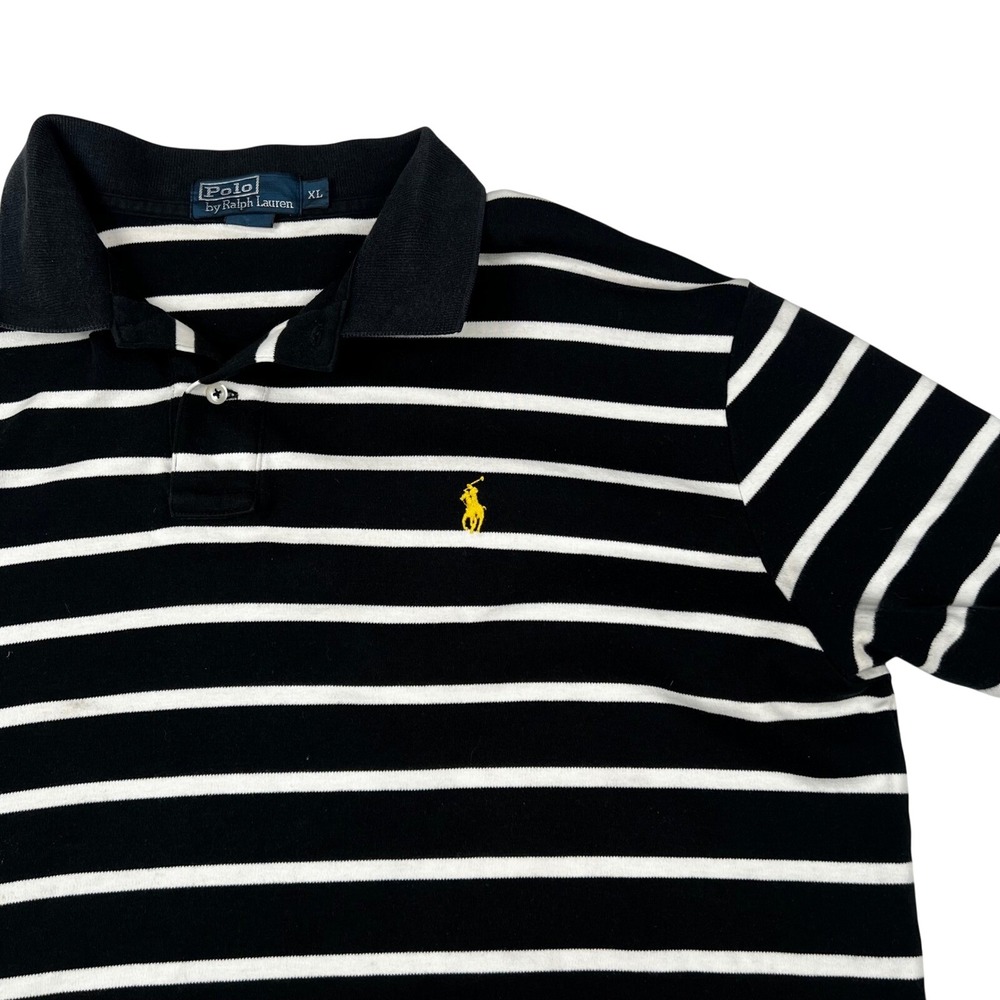 Polo Ralph Lauren Mens XL Steelers-like Striped Short Sleeve Polo Yellow Pony